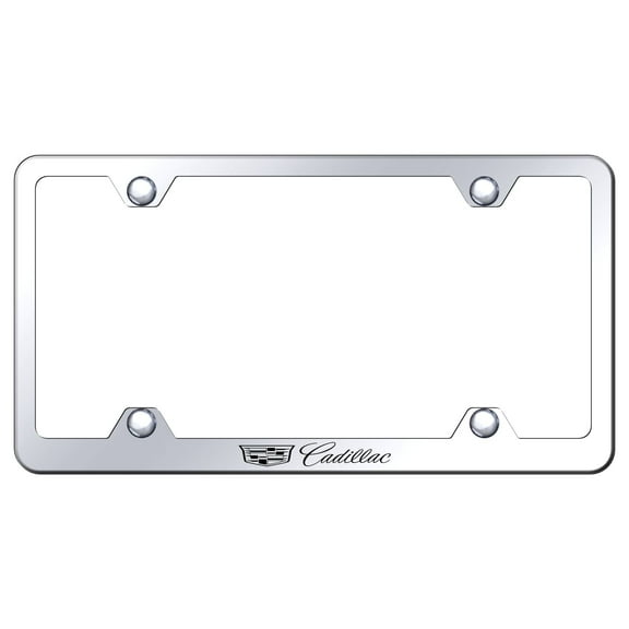 Cadilac Laser Etched Logo Wide Body License Plate Frame (Chrome)