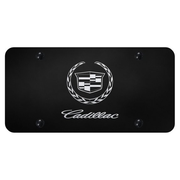 Cadilac Laser Etched New Logo License Plate (Black)