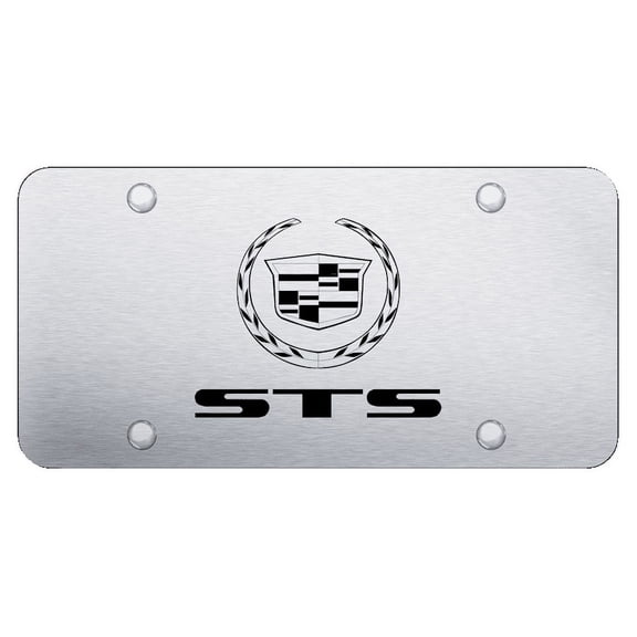 Cadilac STS Laser Etched Logo License Plate (Brushed Chrome)