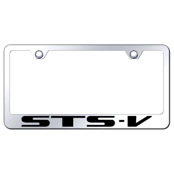 Cadilac STS-V Laser Etched Logo Stainless Steel License Plate Frame (Chrome)