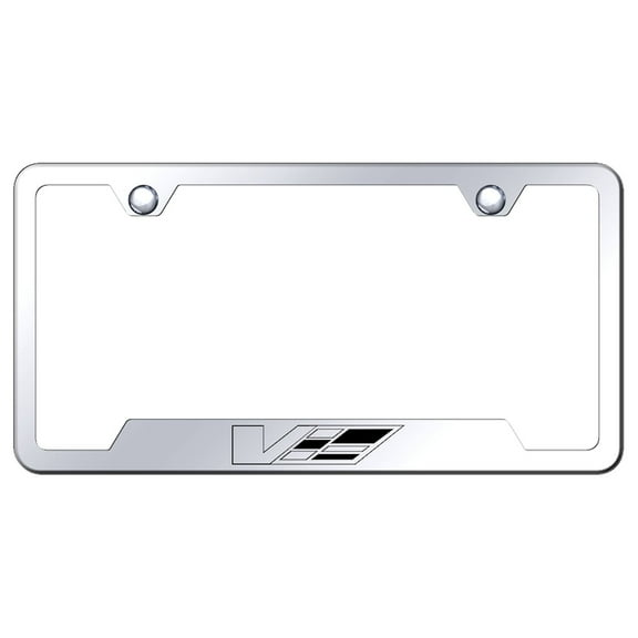 Cadilac V Laser Etched Logo Cut-Out License Plate Frame (Chrome)