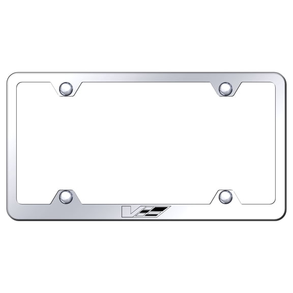Cadilac V Laser Etched Logo Wide Body License Plate Frame (Chrome)
