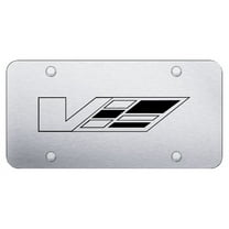 Cadilac V logo Laser Etched Logo License Plate (Brushed Chrome)
