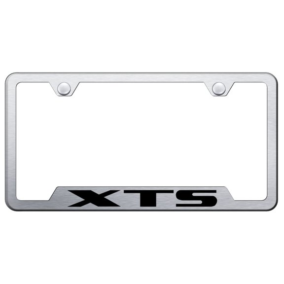 Cadilac XTS Laser Etched Logo Cut-Out License Plate Frame (Brushed Chrome)
