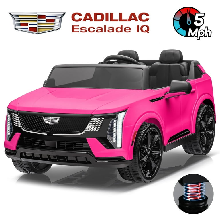 Cadillac Escalade IQ 24V Kids Ride on Car Wisairt 2 Seater Battery Powered Electric Vehicle w Remote Control Pink