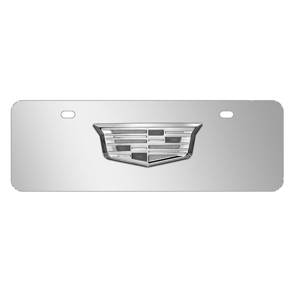 Cadillac 3D Crest Chrome Metal Logo 12" x 4.25" European Look Chrome Half-Size Stainless Steel License Plate