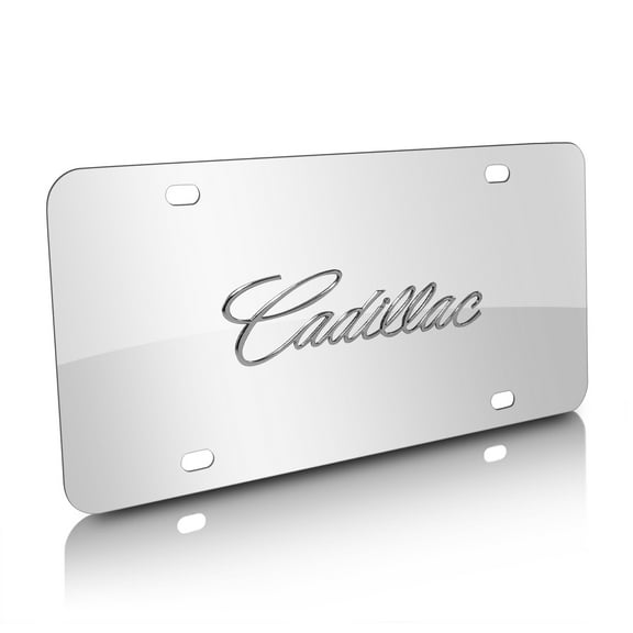 Cadillac 3D Nameplate Mirror Chrome Stainless Steel License Plate