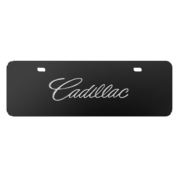 Cadillac 3D Script Nameplate 12" x 4.25" European Look Black Half-Size Stainless Steel License Plate