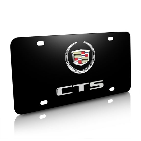 Cadillac CTS 3D Dual Logo Black Stainless Steel License Plate
