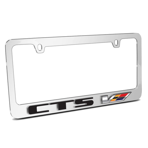 Cadillac CTS-V 3D Embossed Letters on Mirror Chrome Metal License Plate Frame