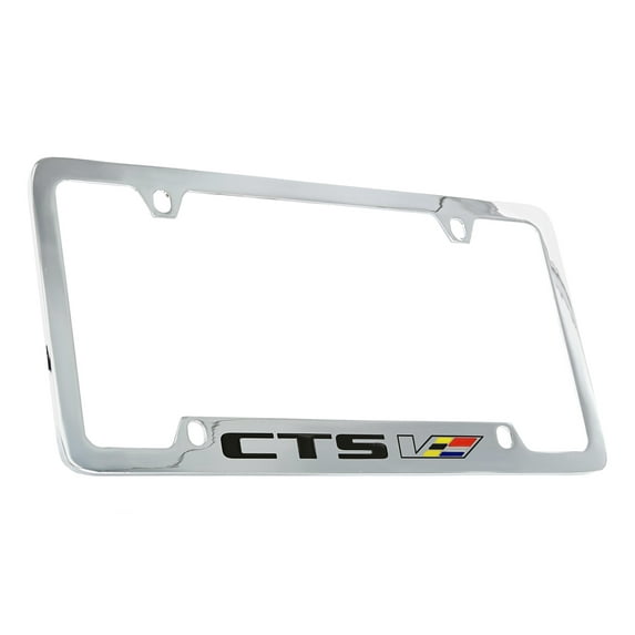 Cadillac CTS-V Chrome Plated Metal Bottom Engraved License Plate Frame Holder