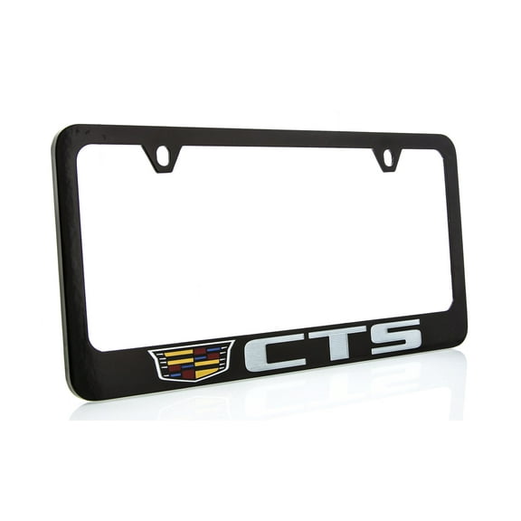 Cadillac CTS Zinc License Plate Frame with Glossy Black Finish (2 hole)