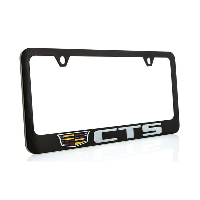 Cadillac CTS Zinc License Plate Frame with Glossy Black Finish (2 hole)