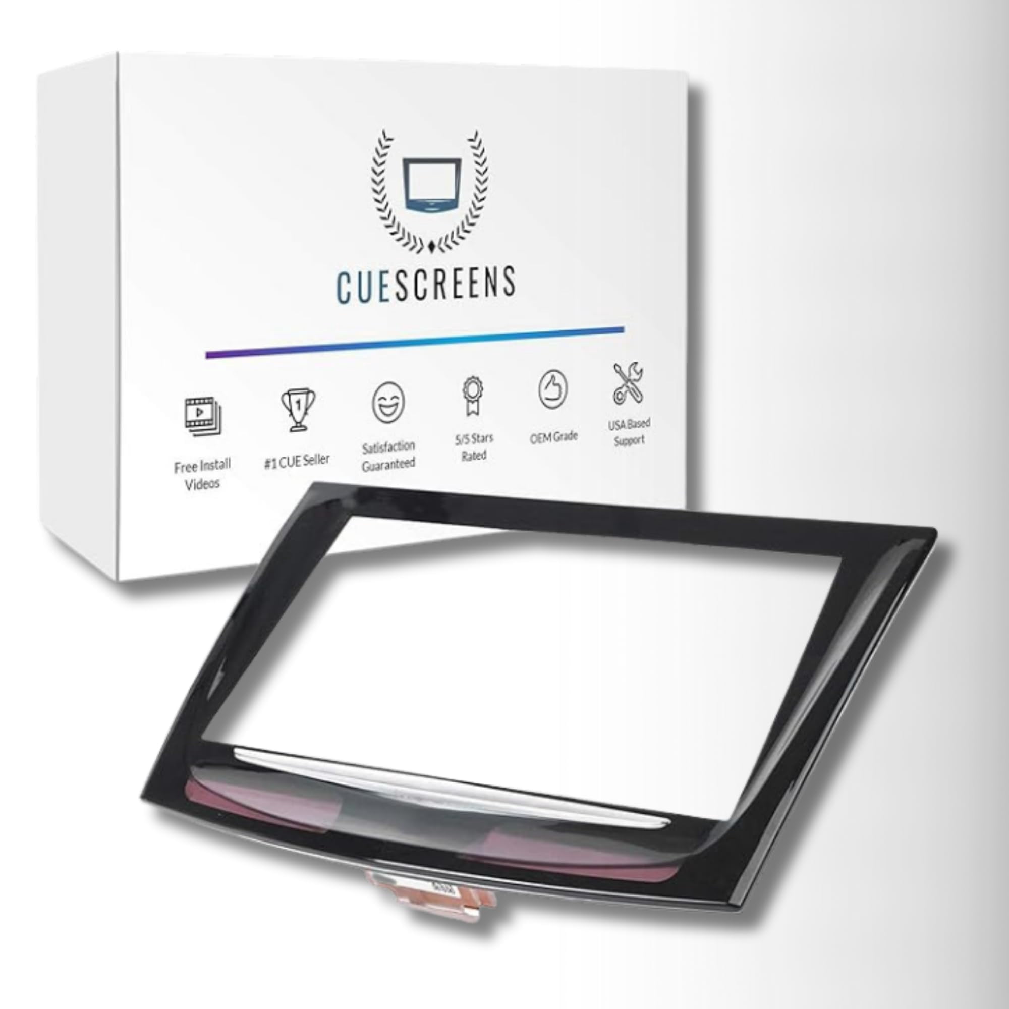 Cadillac CUE Touch Screen Replacement – Compatible with 2013–2020 Models – Standard Gel-Free Display with New Dual-Mode Chip & Install Guide – Trusted Quality from Cuescreens USA