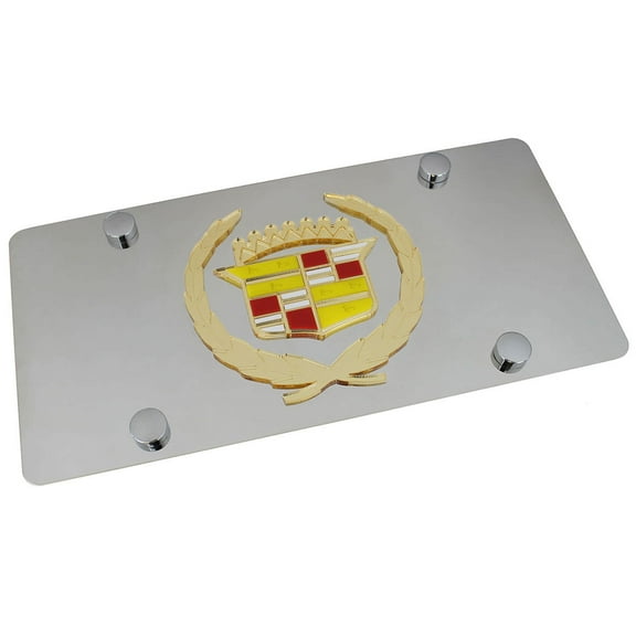 Cadillac Classic Logo License Plate (Gold on Chrome)