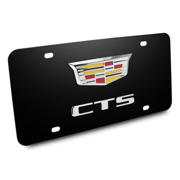 Cadillac Crest CTS 3D Dual Logo Black Stainless Steel License Plate