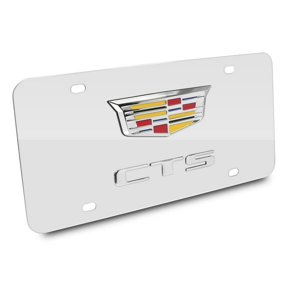 Cadillac Crest CTS 3D Dual Logo Mirror Chrome Stainless Steel License Plate
