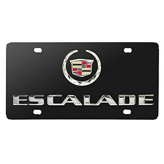 Cadillac Escalade 3D Dual Logo Black Stainless Steel License Plate