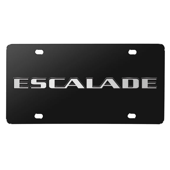 Cadillac Escalade 3D Nameplate Logo Black Stainless Steel License Plate