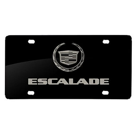 Cadillac Escalade Dual Logo Laser Mark Matt-Look Black Acrylic License Plate