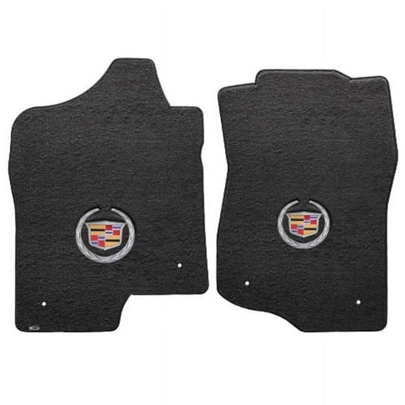 Cadillac Escalade Ext 2007-2014 2 Piece Front Ebony Velourtex Cadillac Logo Mat
