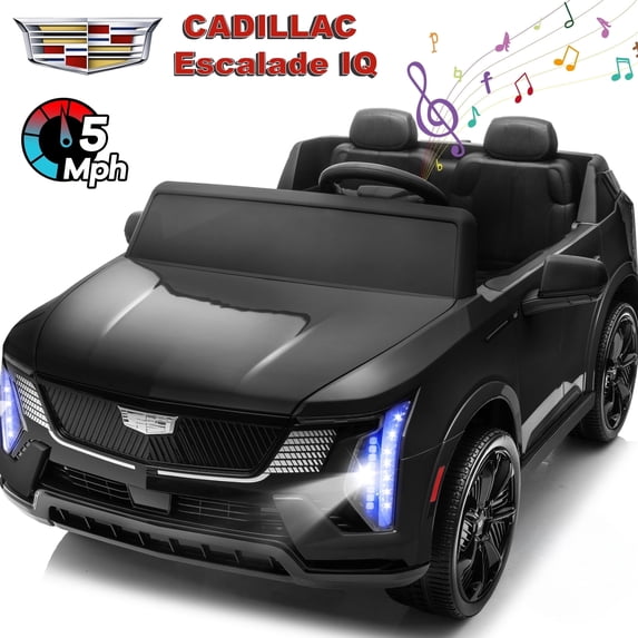 Cadillac Escalade IQ 24V Kids Ride on Car, 2 Seater Powered Electric Vehicle Toy Car w/ Remote Control, Music, Wireless Audio for Ages 3-8, Black