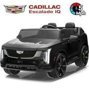 24V 2 Seater Ride on Cars, Licensed Cadillac Escalade IQ Powered Ride on Toys Truck with Remote Control, 4 Wheels Spring Suspension, Bluetooth, LED Light, Electric Cars for Kids Ages 3-8 Gifts, Black