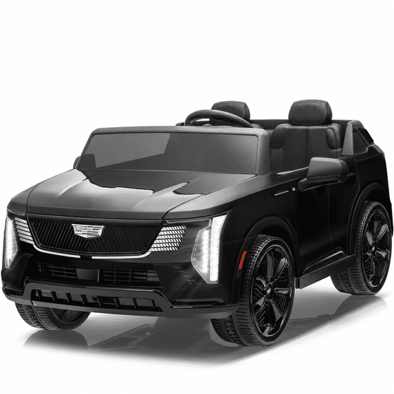 24V 2 Seater Ride on Cars, Licensed Cadillac Escalade IQ Powered Ride on Toys Truck with Remote Control, 4 Wheels Spring Suspension, LED Light, Electric Cars for Kids Ages 3-8 Gifts, Black