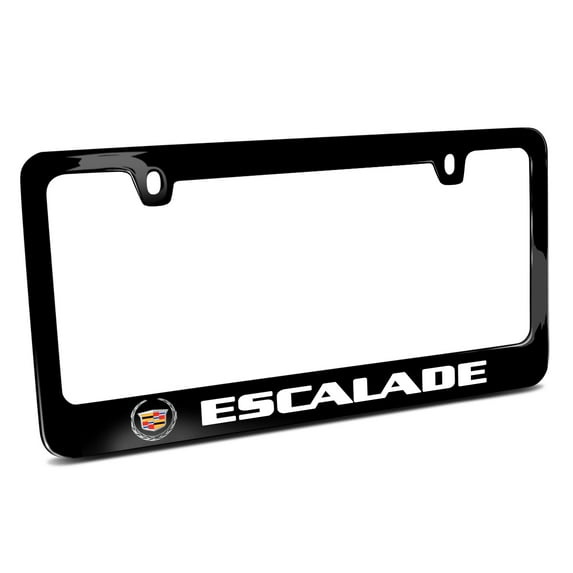 Cadillac Escalade Logo in Full-Color Black Metal License Plate Frame