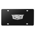 thumbnail image 1 of Cadillac New Crest 3D Chrome Logo on Black Stainless Steel License Plate, 1 of 4
