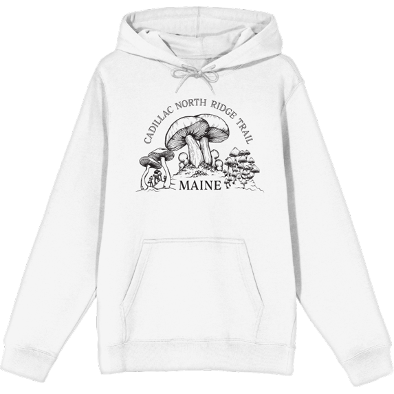 Cadillac North Ridge Trail Maine Adult White Long Sleeve Hoodie-Small