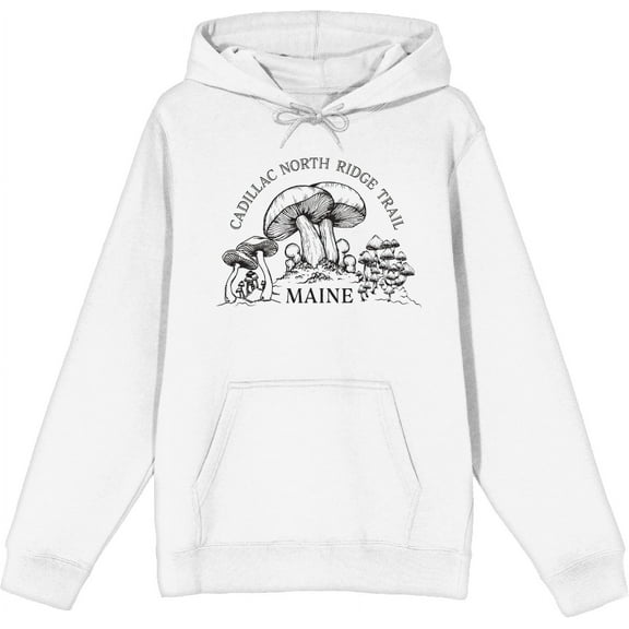 Cadillac North Ridge Trail Maine Adult White Long Sleeve Hoodie-Small