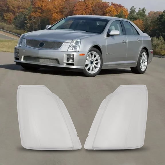 Cadillac STS 2005-2011, STS-V 2006-2009 Headlight Lens Covers, Clear PC, Left and Right, Direct Replacement, & Impact-Resistant