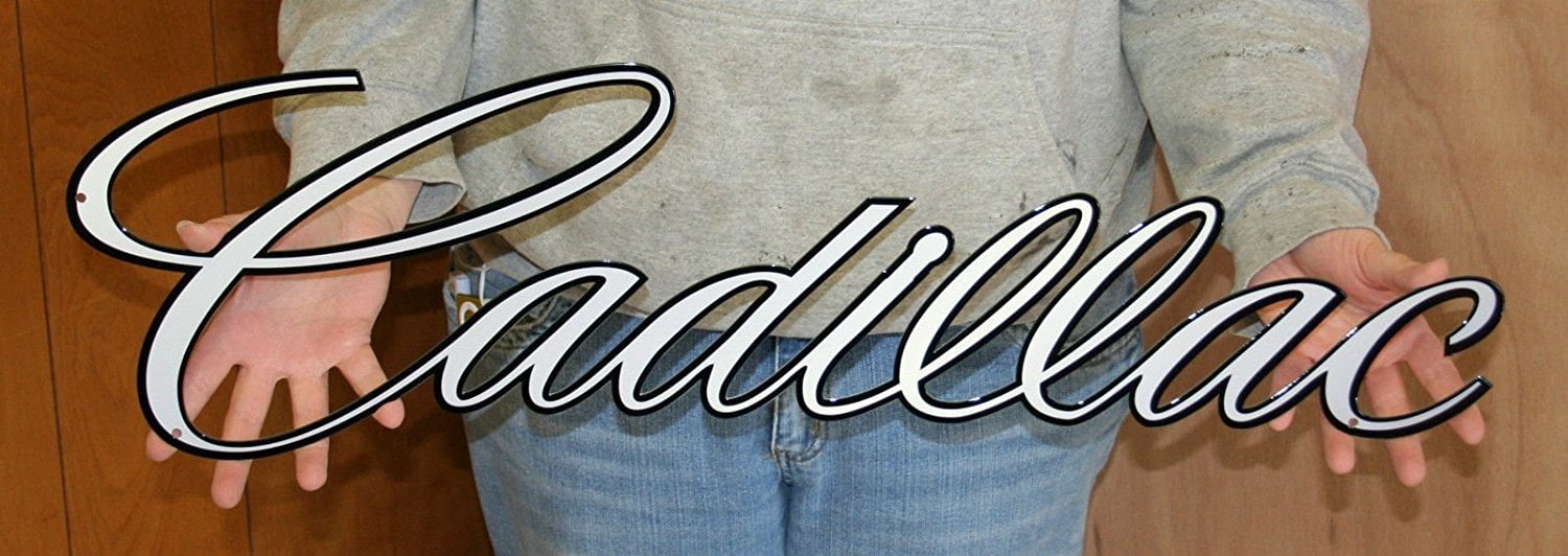 Cadillac Script Metal Wall Hanging Sign - 30