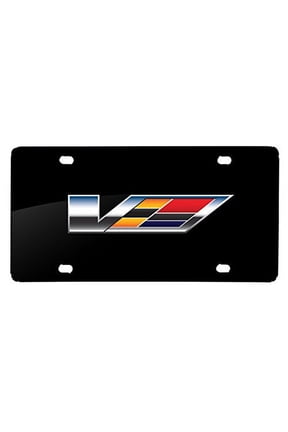 Cadillac V Logo Graphic Black Stainless Steel License Plate for CTS-V ATS-V