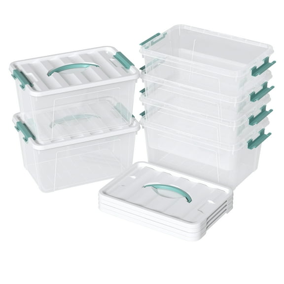 CadineUS 14 Quart Clear Latching Box with Handle, Plastic Storage Box Organizer Bins with Lid, 6 Packs