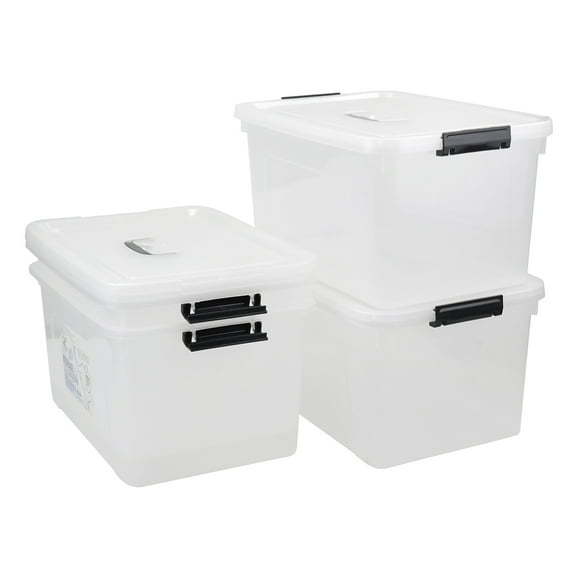 CadineUS 17.5 Liter Clear Storage Totes Boxes, Plastic Storage Bin with Lid Set of 4