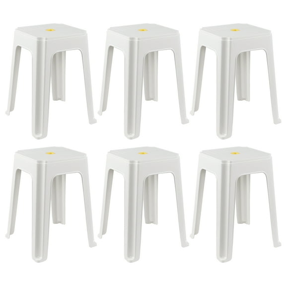 CadineUS 6-Pack Backless Stackable Stool, Plastic Classroom Stools, White