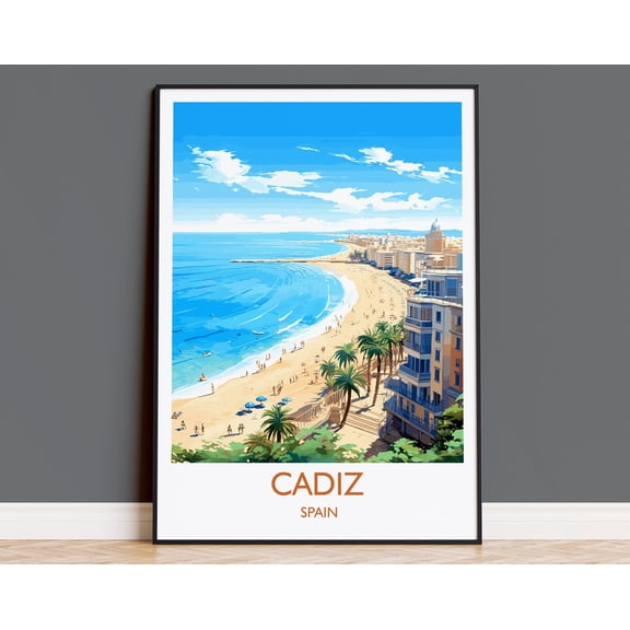 Cadiz Travel Print Wall Art, Travel Poster of Cadiz , Spain, Cadiz Art Gift, Spanish Coast Art, 12x18 UNFRAMED