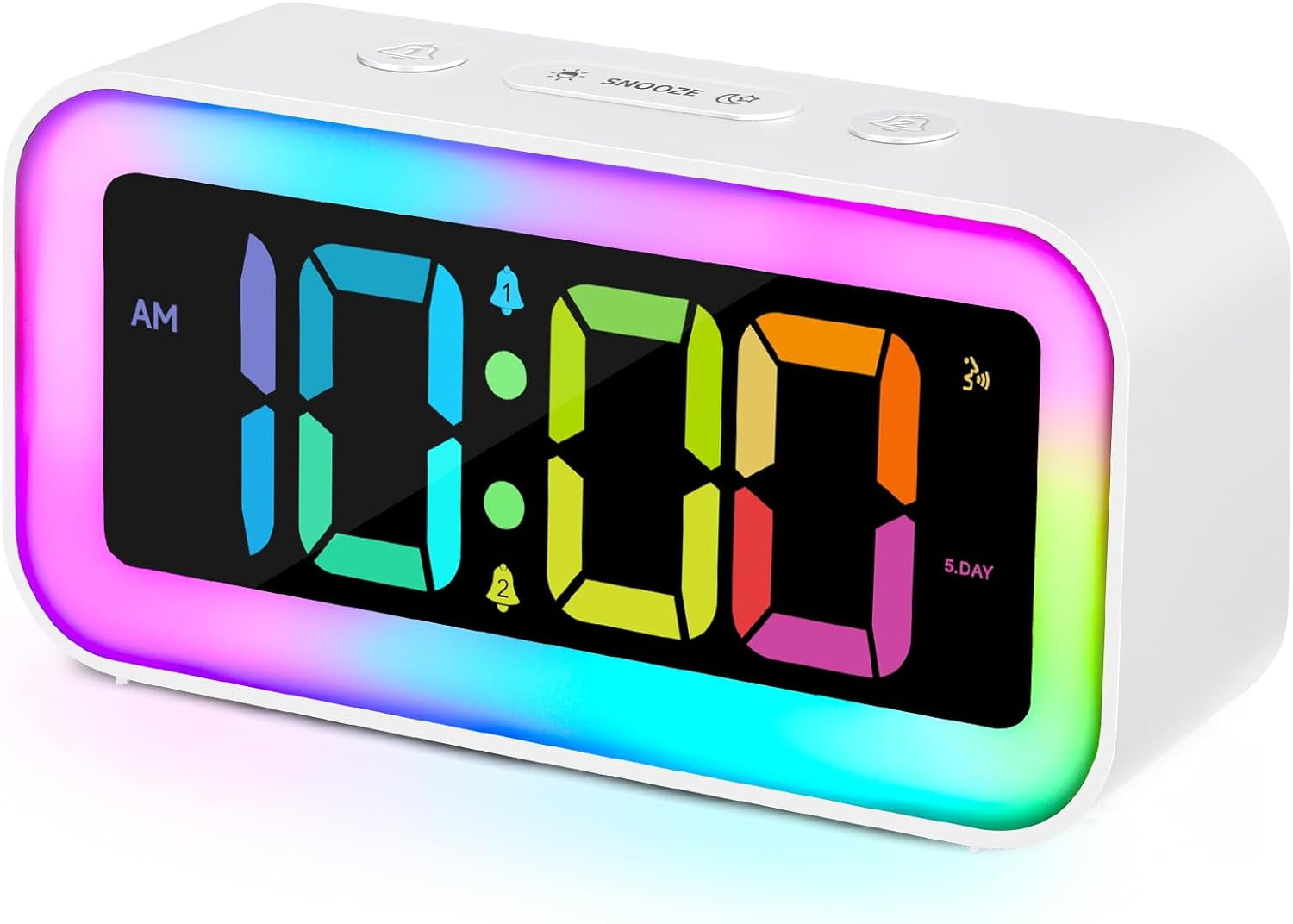 Cadmos Loud Alarm Clock for Bedrooms with Dynamic RGB Night Light,Heavy ...