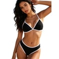 thumbnail image 1 of Cadmus 2 Piece Colorblock Push Up Bikini Set V Neck Bikini Tops & Cheeky Basic Bathing Swimsuit Swim Briefs, 1 of 5