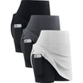 thumbnail image 1 of Cadmus 2 in 1 Athletic Tennis Golf Skorts for Women, High Waisted Shorts with Liner Pockets for Casual Running,3 Pack,Black,Gray,White,3XL, 1 of 8