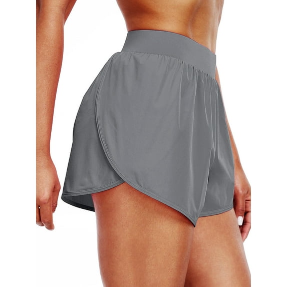 Cadmus Womens Athletic Running Shorts Lightweight High Split Comfy Liner for Gym Workout Track,1 Pack,Grey,2XL