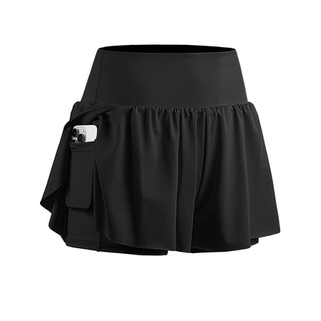 Cadmus 2 in 1 Women's Spandex Athletic Shorts Gym Yoga Shorts Pockets ,1 Pack,Black,L