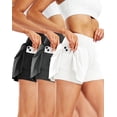thumbnail image 1 of Cadmus 2 in 1 Women's Spandex Athletic Shorts Gym Yoga Shorts Pockets ,3 Pack,Black & Dark Grey & White,S, 1 of 9