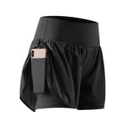 Cadmus Plus Size 2 in 1 Women's Workout Shorts for Athletic Gym Running Shorts with Phone Pockets,1 Pack, Black,2XL