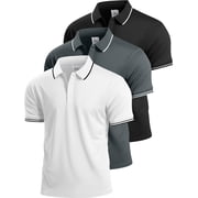 Cadmus 3 Pack Mens Quick Dry Golf Polo Shirts Lightweight Breathable Collared Casual Shirts,8878,Black+Grey+White,S