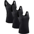 thumbnail image 1 of Cadmus 3 Pack Women's Compression Tank Top Dry Fit Yoga Sports Bra, Black/Black/Black, 2199, Medium, 1 of 8