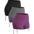 thumbnail image 1 of Cadmus Women's 3 Pack Workout Pro Naked Feeling Athletic Booty Shorts High Waist Yoga Running Spandex Shorts,Black,Grey,Purple,L, 1 of 8