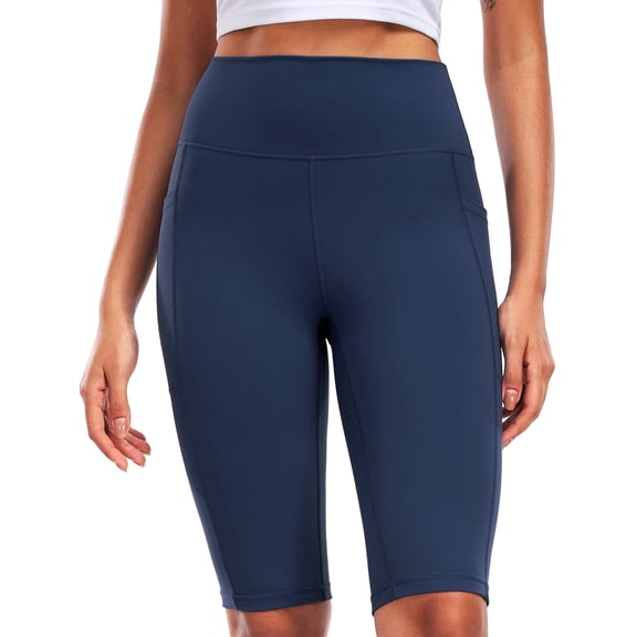 Cadmus Biker Yoga Shorts 12" Inseam with Pockets for Women,High Waisted Athletic Running Workout Gym Shorts